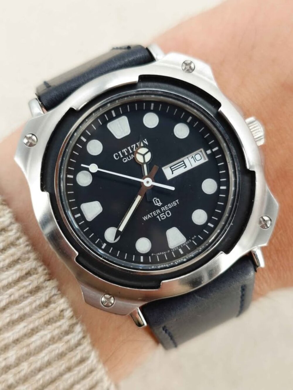 Citizen Sporte 150 Men's Diving Watch Quartz 1250-214048 JDM Day Date 37mm RARE
